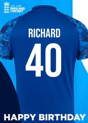 England Cricket 50th Birthday Fan Shirt Card