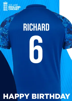 England Cricket 50th Birthday Fan Shirt Card