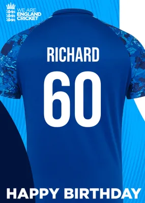England Cricket 50th Birthday Fan Shirt Card