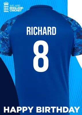 England Cricket 50th Birthday Fan Shirt Card