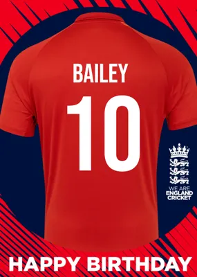 England Cricket 30th Birthday Fan Shirt Card