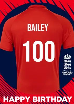 England Cricket 30th Birthday Fan Shirt Card