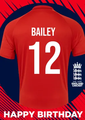 England Cricket 30th Birthday Fan Shirt Card