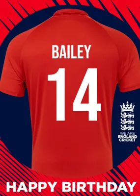 England Cricket 30th Birthday Fan Shirt Card
