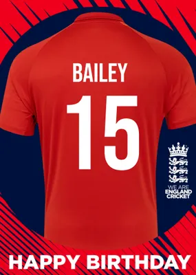 England Cricket 30th Birthday Fan Shirt Card