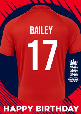 England Cricket 30th Birthday Fan Shirt Card