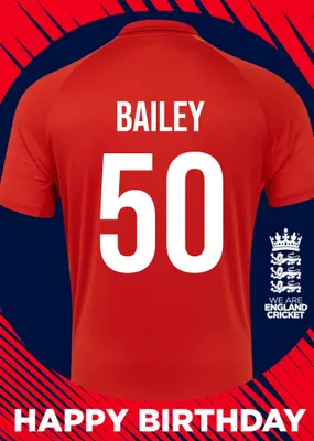 England Cricket 30th Birthday Fan Shirt Card