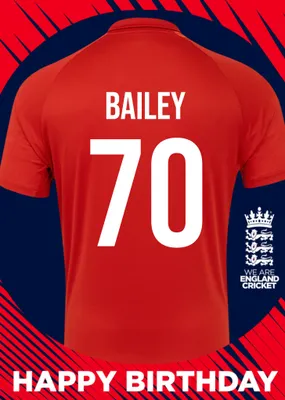 England Cricket 30th Birthday Fan Shirt Card