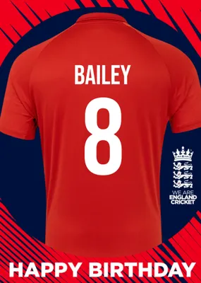 England Cricket 30th Birthday Fan Shirt Card