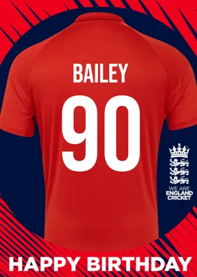 England Cricket 30th Birthday Fan Shirt Card