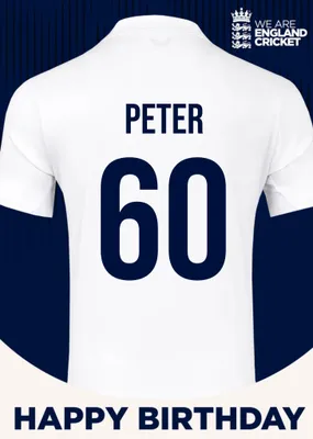 England Cricket 60th Birthday Fan Shirt Card