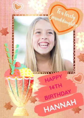 Milkshake To A Lovely Granddaughter Framed Photo Upload Birthday Card