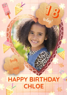 Cute Icecream Illustration To A Lovely Niece Photo Upload Birthday Card