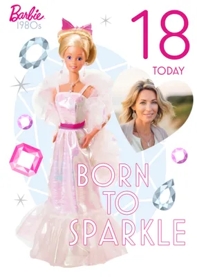 Barbie Born To Sparkle Photo Upload Birthday Card