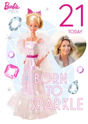 Barbie Born To Sparkle Photo Upload Birthday Card