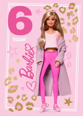 Barbie 8 Today Leopard Illustration Birthday Card