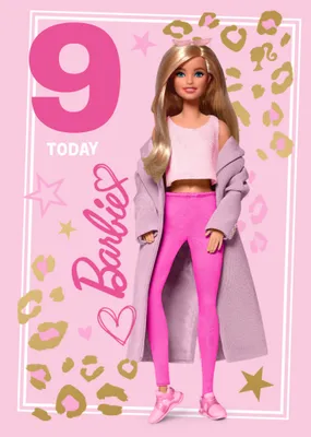 Barbie 8 Today Leopard Illustration Birthday Card