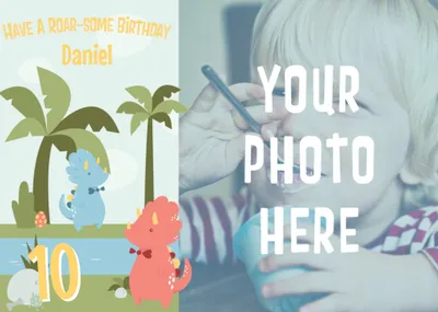 Cartoon Dinosaurs Have A Roarsome Birthday Photo Card