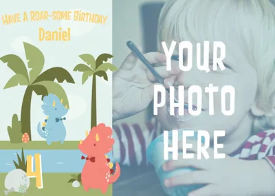 Cartoon Dinosaurs Have A Roarsome Birthday Photo Card