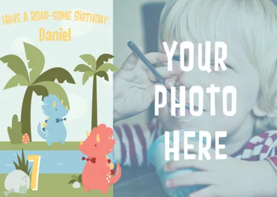 Cartoon Dinosaurs Have A Roarsome Birthday Photo Card