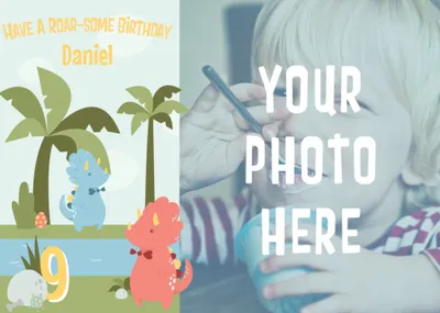 Cartoon Dinosaurs Have A Roarsome Birthday Photo Card