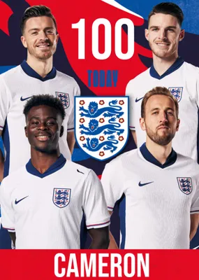 Danilo England Three Lions Crest And Players 18 Today Birthday Card