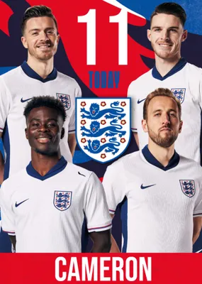 Danilo England Three Lions Crest And Players 18 Today Birthday Card