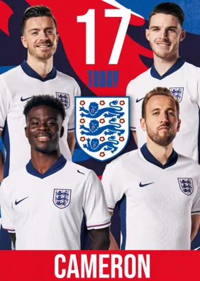 Danilo England Three Lions Crest And Players 18 Today Birthday Card