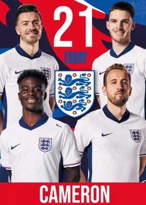 Danilo England Three Lions Crest And Players 18 Today Birthday Card