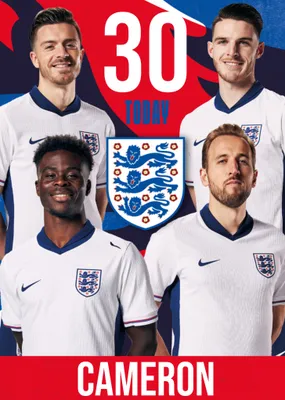 Danilo England Three Lions Crest And Players 18 Today Birthday Card