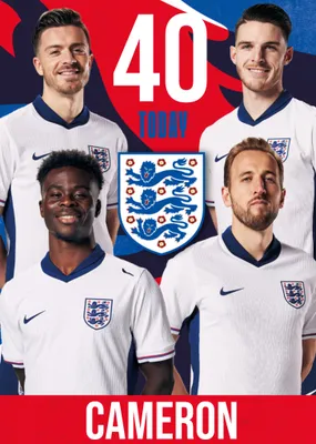 Danilo England Three Lions Crest And Players 18 Today Birthday Card