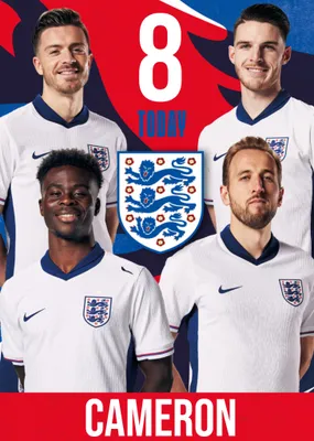 Danilo England Three Lions Crest And Players 18 Today Birthday Card