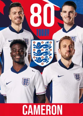 Danilo England Three Lions Crest And Players 18 Today Birthday Card