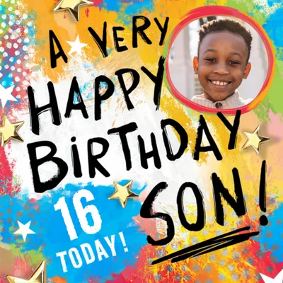 Bold Hand Painted Brushstroke Text 13 Today Photo Upload Birthday Card