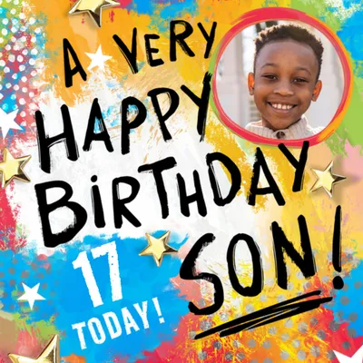 Bold Hand Painted Brushstroke Text 13 Today Photo Upload Birthday Card