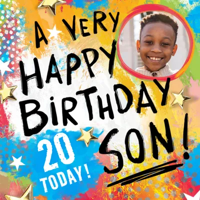 Bold Hand Painted Brushstroke Text 13 Today Photo Upload Birthday Card