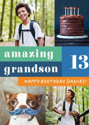 Euphoria Photo Upload Amazing Grandson Birthday Card