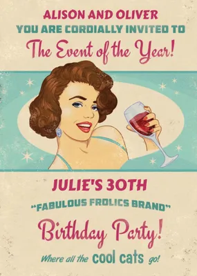 Vintage Where All The Cool Cats Go Personalised Event Invitation
