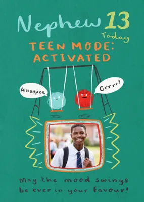 Mood Swings Photo Upload Nephew 13th Birthday Card