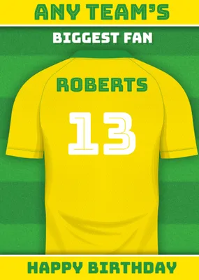 Football Legends Name And Number Football Shirt Birthday Card
