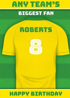 Football Legends Name And Number Football Shirt Birthday Card