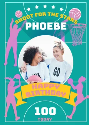 Netball Legends Shoot For The Stars Photo Upload Birthday Card