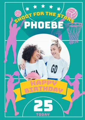 Netball Legends Shoot For The Stars Photo Upload Birthday Card