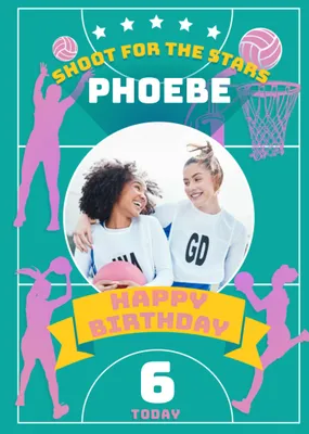 Netball Legends Shoot For The Stars Photo Upload Birthday Card