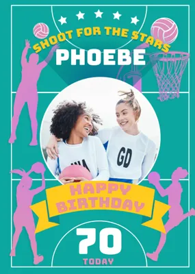 Netball Legends Shoot For The Stars Photo Upload Birthday Card