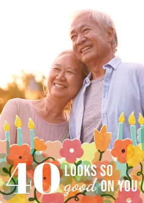 Floral Photo Upload Birthday Card