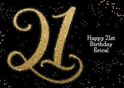 Metallic Gold Lettering 21st Birthday Card