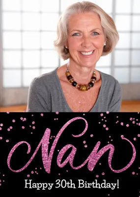 Pink Glitter Typographic Personalised 70th Birthday Card