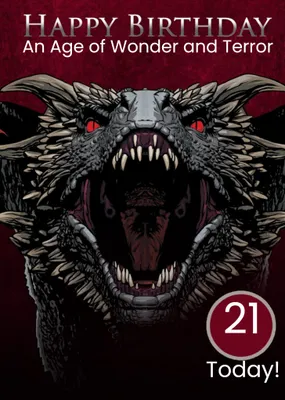 Game of Thrones Drogon Wonder and Terror age birthday Card