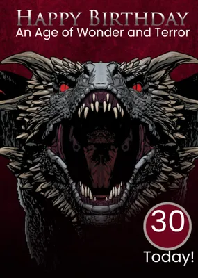 Game of Thrones Drogon Wonder and Terror age birthday Card